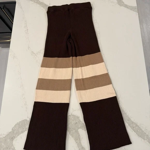 Free People Beach NWT Kami Hooded Sweater Set Womens Small Brown/Cream Oversized - Picture 14 of 15